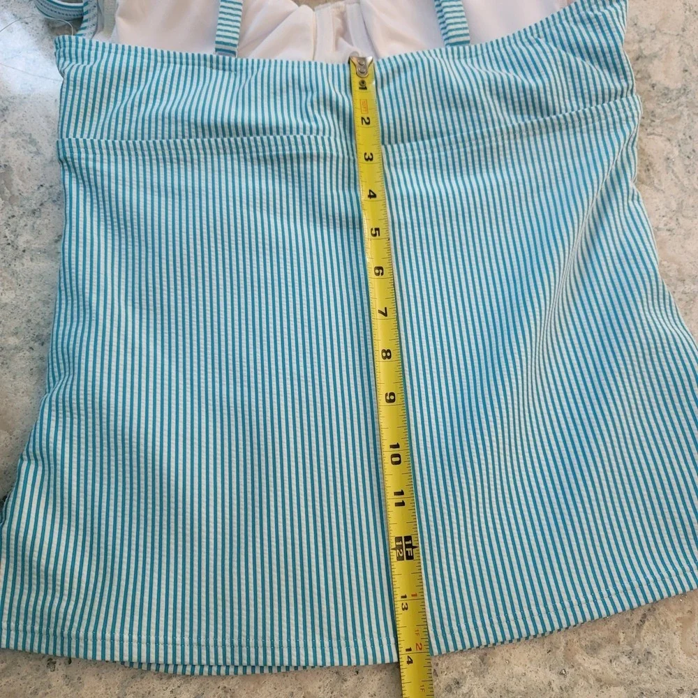 Lands End Tankini Bathing Suit 8 colorblock Stripe Pool Vacation Beach‎ Summer